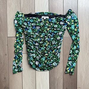 AFRM Green and Blue Ruched Blouse